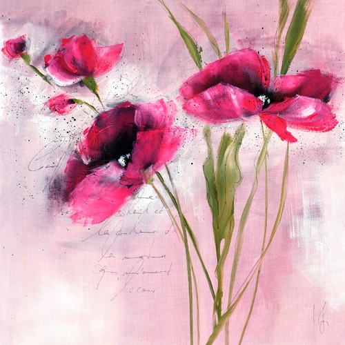Isabelle Zacher-Finet, Pink Flower I (Mohnblumen, Blüten, Blumen, Modern, dekorativ, zeitgenössisch, Wohnzimmer Treppenhaus, Pink/rosa)