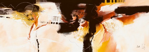 Isabelle Zacher-Finet, Violino IV (Abstrakt, Violine, Modern, zeitgenössisch, Malerei, Wohnzimmer, Büro, Wunschgröße, beige, braun, creme)