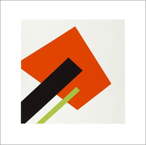 Iwan Klijun, Untitled, 1917 (Büttenpapier) (Klassische Moderne, Malerei, Abstrakt, Konstruktivismus, Suprematismus, geometrische Formen, Wohnzimmer, Treppenhaus, Büro, Business, orange / schwarz / grün)