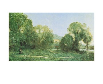 Jean-Baptiste Camille Corot, Etang  ville d'Avray (Landschaft, Landschaftsmalerei, Natur, Bäume, Klassiszismus Sommer, Wohnzimmer, Malerei, Klassiker, grün/bunt)