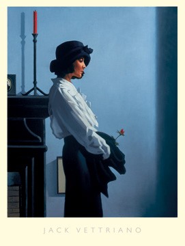 Jack Vettriano, Valentine Rose (People & Eros, Figurativ, Büro, soziale Einrichtungen, Frau, Rose)