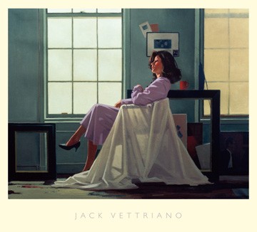 Jack Vettriano, Winter Light and Lavender (People & Eros, Figurativ, Büro, soziale Einrichtungen, Frau, Zimmer, Fenster)