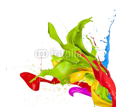 Jag_cz, Colored splashes in abstract shape, isolated on white background (verfärbt, bunt, platsch, tinte, malen, welle, fließen, abstrakt, strömend, 3d, close-up, isoliert, nass, grün, weiß, flüssigkeit, flüssig, rot, trinken, gelb, studio, flecken, licht, tropfen, glatt, entladen, bürste, blumenstrauss, blau, bewegun)