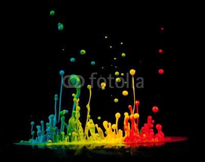 Jag_cz, Colored splashes (platsch, abstrakt, acryl, kunst, kunstvoll, schwarz, kleckse, blau, zusammenlegung, hell, rot, verfärbt, bunt, verfärbt, regenbogen, malen, bunt, kreativität, entwerfen, tropfen, entladen, färben, fließen, strömend, flüssig, grün, tinte, isolier)