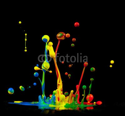 Jag_cz, Colored splashes (platsch, abstrakt, acryl, kunst, kunstvoll, schwarz, kleckse, blau, zusammenlegung, hell, rot, verfärbt, bunt, verfärbt, regenbogen, malen, bunt, kreativität, entwerfen, tropfen, entladen, färben, fließen, strömend, flüssig, grün, tinte, isolier)