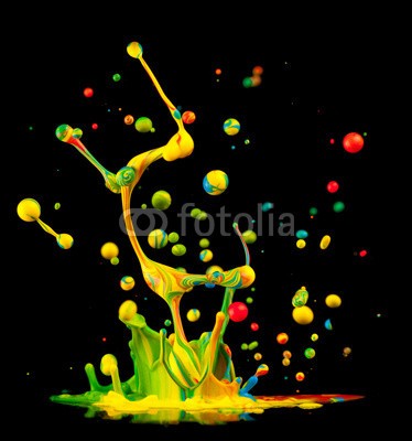 Jag_cz, Colored splashes (platsch, abstrakt, acryl, kunst, kunstvoll, schwarz, kleckse, blau, zusammenlegung, hell, rot, verfärbt, bunt, verfärbt, regenbogen, malen, bunt, kreativität, entwerfen, tropfen, entladen, färben, fließen, strömend, flüssig, grün, tinte, isolier)