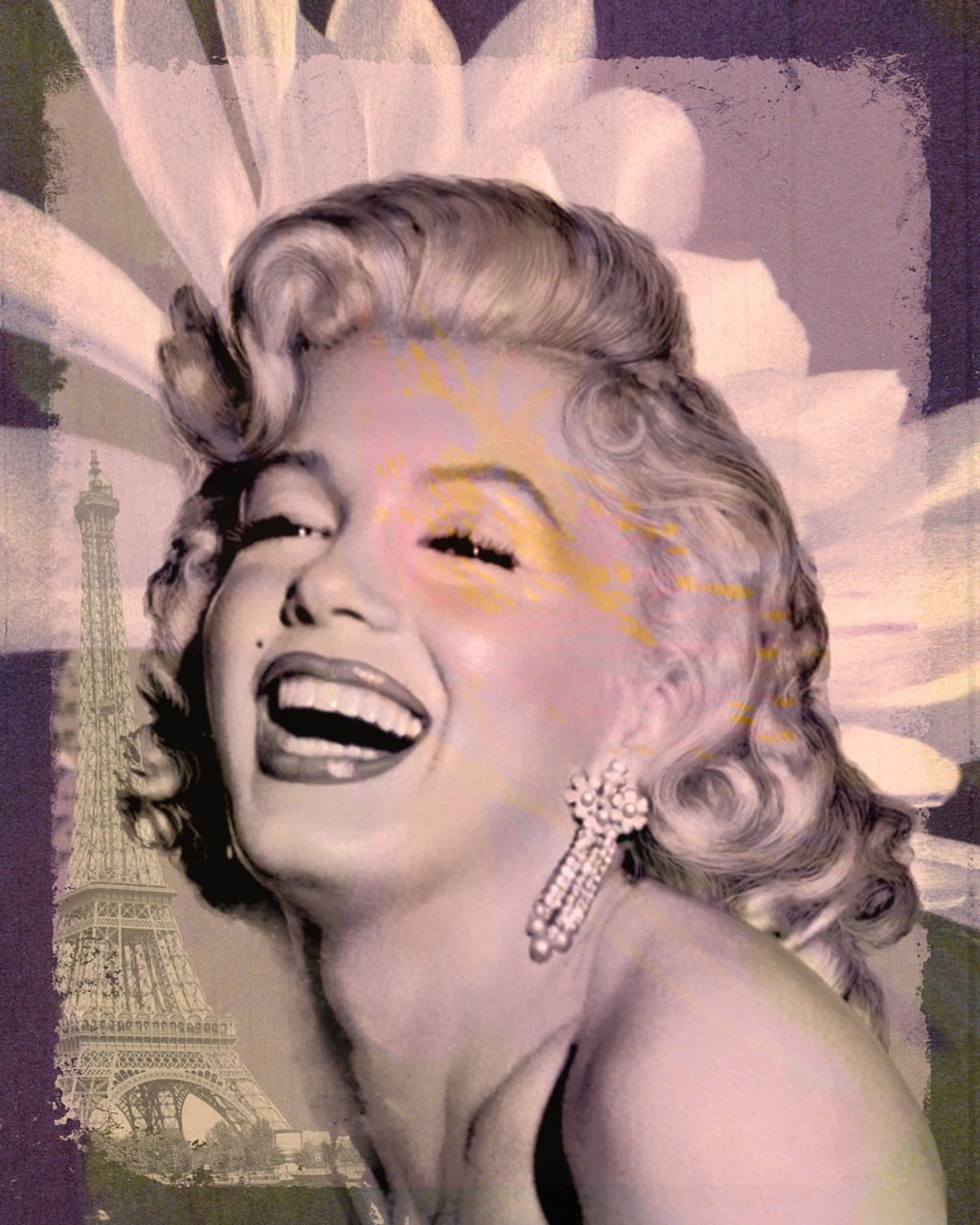 Chris Consani, Classic Interlude (American Scene, Portrait, Lachen, Persönlichkeiten, Filmstars, Schauspielerin, Diva, Kino, Marilyn Monroe, Bar, Bistro, Wohnzimmer, Vintage, colour spot, Wunschgröße, schwarz/weiß, lila)