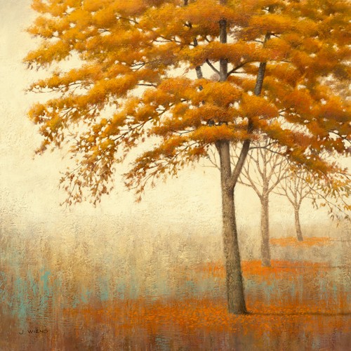 James Wiens, Autum Trees I (Wunschgröße, Malerei, Natur, Baum, Dunst Nebel, Einsamkeit, Herbst, Schlafzimmer, Treppenhaus, Wohnzimmer, bunt)