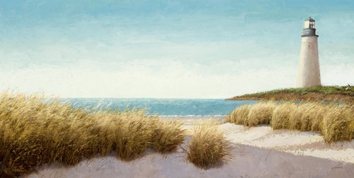 James Wiens, Lighthouse by the Sea (Wunschgröße,Strand,Meer, Meeresbrise, Dünen,Leuchtturm,beige,hellblau,Landschaften,Soziale Einrichtungen,Treppenhaus,Wohnzimmer,Flur)