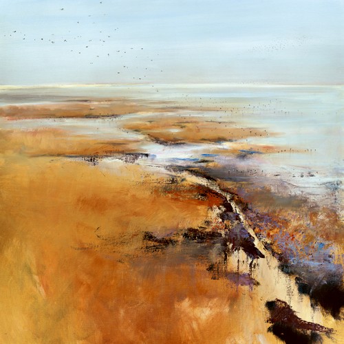 Jan Groenhart, Remembering Terschelling (Landschaft, Meer, Küste, Horizont, Einsamkeit, Niederlande, Insel, Wohnzimmer, Arztpraxis, Schlafzimmer, zeitgenössisch, Malerei, Meeresbrise, Wunschgröße, bunt)