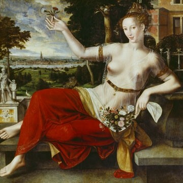 Jan Massy, Flora (Göttin, römisch, Mythologie, Aktmalerei, Busen, Brüste, Blumen, Blüten, Wunschgröße, Klassiker, Schlafzimmer, Wohnzimmer, Malerei,  Wunschgröße, bunt)