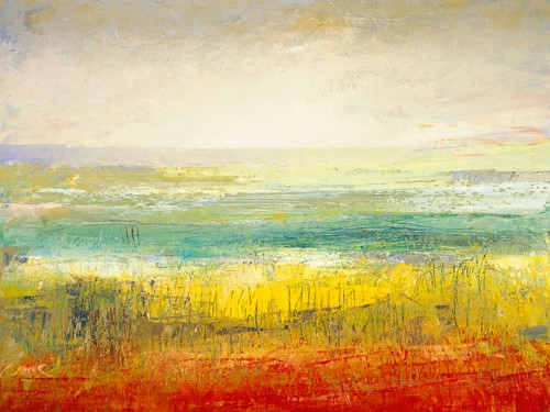 Jane Morten, Only a Summers Day (Landschaft, Landschaftsmalerei, abstrahiert, Sommer, Wunschgröße, Wohnzimmer, Esszimmer, Büro, Business, leuchtend bunt)