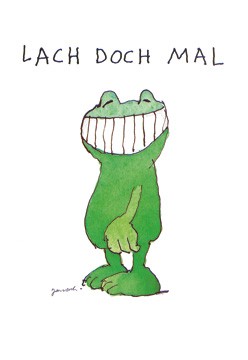 Janosch, Lach doch mal (Kinderwelten, Frosch, Grinsen, Zähne, Motivation, Kinderzimmer, Treppenhaus, grün / weiß)