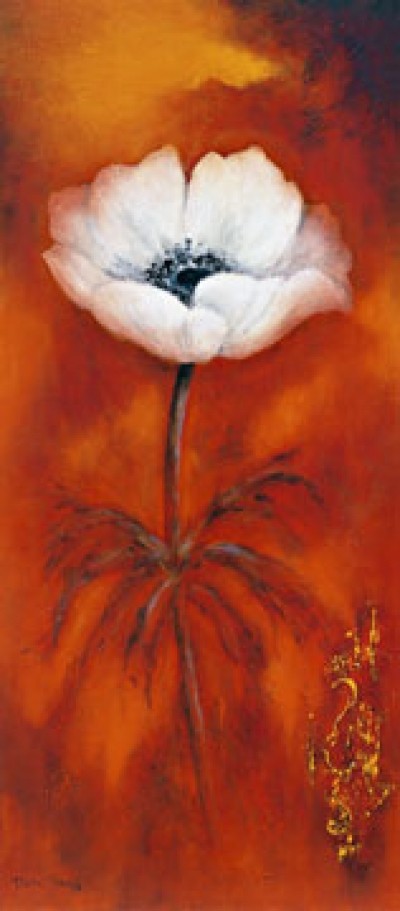 Betty Jansma, Anemone II (Blume, Blüte, Blütenblätter, Pflanze, Anemone, Malerei, modern, dekorativ, Treppenhaus, bunt)
