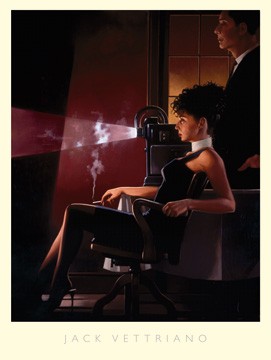 Jack Vettriano, An Imperfect Past (People & Eros, American Scene, Mann, Frau, Dame, schick, Zigarette)