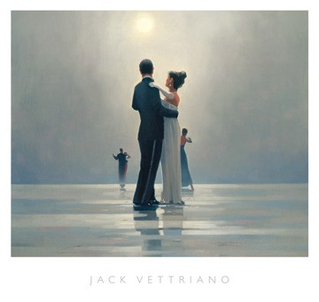 Jack Vettriano, Dance me to the End of Love (People & Eros, Figurativ, Büro, soziale Einrichtungen, Tanz, Tanzen, Tanzpaar, Frau, Mann)