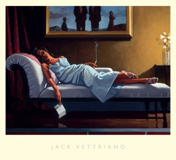 Jack Vettriano, The Letter (People & Eros, American Scene, Figur, Frau, schick, Zigarette, Rauchen)