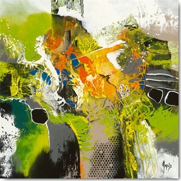  Jadis, Avatar (Modern, Malerei, Abstrakt, abstrakte Muster, Farbfelder, Struktur,Farbspritzer, Wohnzimmer, Büro, Wunschgröße, grün / bunt)