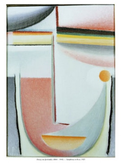 Alexej von Jawlensky, Symphony in Rose (Malerei, Expressionismus, klassische Moderne, abstrakt, geometrische Formen, Kopf, Gesicht, Farbfelder, Schlafzimmer, Wohnzimmer, bunt)