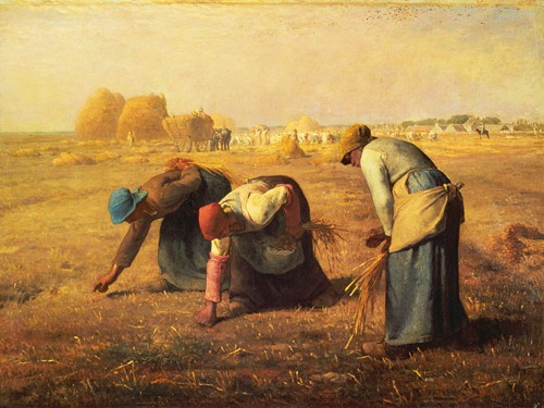 Jean-François Millet, ÄDie hrensammlerinnen (Feldarbeit, Arbeiterinnen, Ernte, Korn, Ähren, Landwirtschaft, Bauerngenre, Realismus, Malerei, Wohnzimmer, Klassiker, Wunschgröße, bunt)