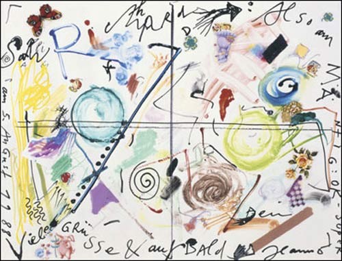 Jean TINGUELY, Sal Richard, 1988 (Malerei, Klassische Moderne, abstrakte Malerei, abstrakte Muster, Formen, Ornamente, wild, Chaos,  Treppenhaus, Wohnzimmer, bunt)