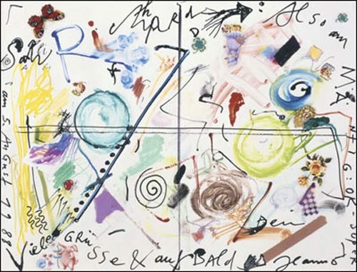 Jean TINGUELY, Sal Richard, 1988 (Malerei, Klassische Moderne, abstrakte Malerei, abstrakte Muster, Formen, Ornamente, wild, Chaos,  Treppenhaus, Wohnzimmer, bunt)