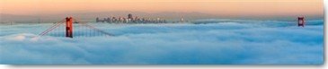 Jeffrey Murray, Foggy City (Wunschgröße, Fotografie, Stadt, Nebel, Brückenpfeiler, Nebelschwaden, Wohnzimmer, bunt)