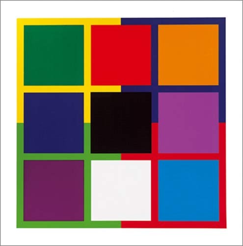 Jo DELAHAUT, Sans titre, 1987 (Modern, Formen, geometrische Formen, Reihen, Quadrate, leuchtend, Wohnzimmer, Büro, Treppenhaus, bunt)