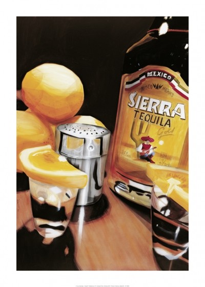 Johannsen Joe, Tequila (Modern, Fotorealismus, Malerei, Produktästhetik,  Flasche, Glas, Drink, Zitrone, Mexiko)