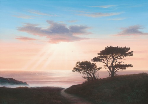 John F Sim, Eagles Nest Cornwall (Meer, Sonnenuntergang, Horizont, Küste, Weg, Einsamkeit, England, Landschaft, Wunschgröße, Wohnzimmer)