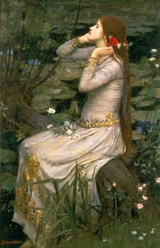 John William Waterhouse  Ophelia (Wunschgröße, Malerei, Mädchen, Schönheit, Hamlet, Shakespeare, Seerosen, Teich, Theater, Symbolismus, Präraffaeliten, Klassiker, Schlafzimmer, Wohnzimmer, bunt)