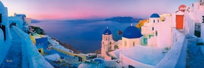 John Xiong, Greek styles (Photokunst, Wunschgröße, Santorini, Insel, mediterran, Meeresbrise, Griechenland, Horizont, Wohnzimmer,  Treppenhaus, bunt)