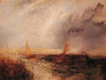 JOSEPH MALLORD WILLIAM TURNER, Ostende (Seestück, Meer, Segelboote, Seegang, Unwetter, Meeresbrise, Romantik, Klassiker, Klassische Malerei, Büro, Wohnzimmer, Wunschgröße, bunt)