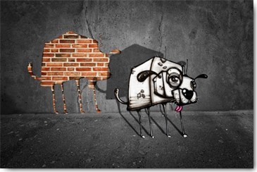 John Wilhelm is a Photoholic, Unchained (Mauer, Graffity, Hund, Freiheit, witzig, lustig, Fotokunst, Jugendzimmer, Treppenhaus, Fotostudio, Wunschgröße, bunt)
