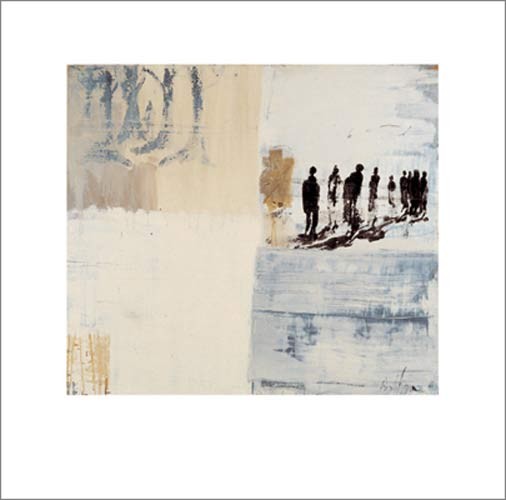 JÜRGEN MAROSE, Untitled (Menschen, Gruppe, Ziellos, abstrahiert, abstrakter Hintergrund, modern, Farbfelder, Wohnzimmer, Malerei, bunt)