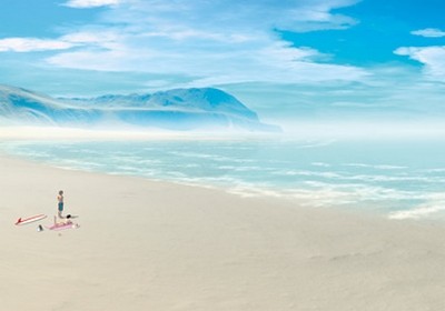 Jürgen Rogner, Southern waves (Meer, Strand, Traumstrand, Sand, Surfer, Surfbrett, Küste, Sommer, Urlaub, Erholung, Meeresbrise, Wunschgröße, Malerei, Badezimmer, Wohnzimmer, bunt)