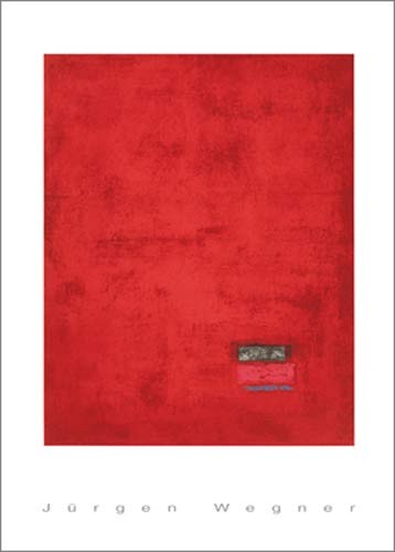 Jürgen Wegner, Untitled, 1991 (red) (Büttenpapier) (Abstrakt, Abstrakte Malerei, Farbfelder, Kontemplativ, Balken, Schlitze, Meditation, Wohnzimmer, Büro, Business, rot/grau)