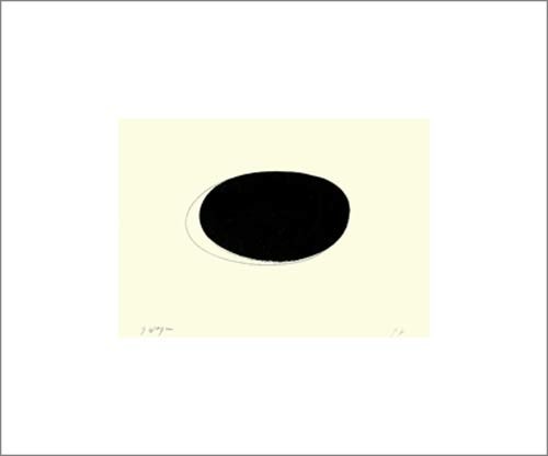Jürgen Wegner, Untitled (black), 1997 (Büttenpapier) (Abstrakt, Abstrakte Malerei,  Kontemplativ, Oval, ovale Form, Meditation, Wohnzimmer, Büro, Business, beige/schwarz)