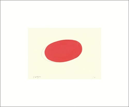 Jürgen Wegner, Untitled (red), 1997 (Büttenpapier) (Abstrakt, Abstrakte Malerei,  Kontemplativ, Oval, ovale Form, Meditation, Wohnzimmer, Büro, Business, beige/rot)