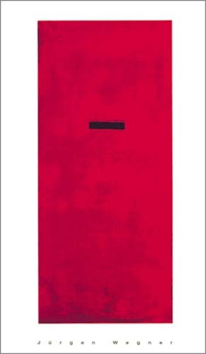 Jürgen Wegner, Untitled, red (Büttenpapier) (Abstrakt, Abstrakte Malerei, Farbfelder, Kontemplativ, Balken, Schlitz, Meditation, Wohnzimmer, Büro, Business, rot/schwarz)