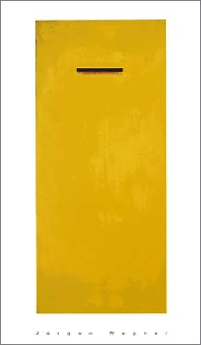 Jürgen Wegner, Untitled, yellow (Büttenpapier) (Abstrakt, Abstrakte Malerei, Farbfelder, Kontemplativ, Balken, Schlitz, Meditation, Wohnzimmer, Büro, Business, gelb/schwarz)