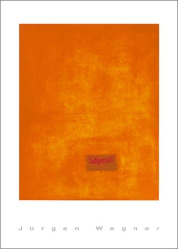 Jürgen Wegner, Untitled, 1991 (orange) (Büttenpapier) (Abstrakt, Abstrakte Malerei, Farbfelder, Kontemplativ, Balken, Schlitz, Meditation, Wohnzimmer, Büro, Business, orage)