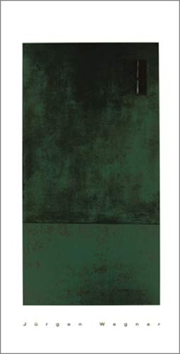 Jürgen Wegner, Untitled, 1993 (green) (Büttenpapier) (Abstrakt, Abstrakte Malerei, Farbfelder, Kontemplativ, Balken, Schlitz, Meditation, Wohnzimmer, Büro, Business, grün/schwarz)
