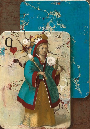 Juta & Mareks, Queen of Hearts (Spielkarte, Karte, Herzdame, Nostalgie, Wunschgröße, Wohnzimmer, Treppenhaus, bunt)
