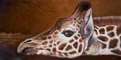 Jutta Plath, Giraffe (Giraffe, Giraffenkopf, Tierportrait, naturalisitisch, naturgetreu, Treppenhaus, Jugendzimmer, Wohnzimmer, Wunschgröße, bunt)