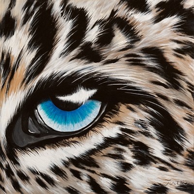 Jutta Plath, Leopardenauge (Raubtier, Auge, Fell, Leopard, Raubkatze, naturalisitisch, naturgetreu, Treppenhaus, Jugendzimmer, Wohnzimmer, Wunschgröße, bunt)