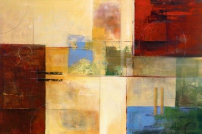 Judeen, Urban Country II (Zeitgenössisch, Modern, Malerei, Abstrakt, Farbfelder, Rechtecke, geometrische Muster, Wohnzimmer, Büro, bunt)