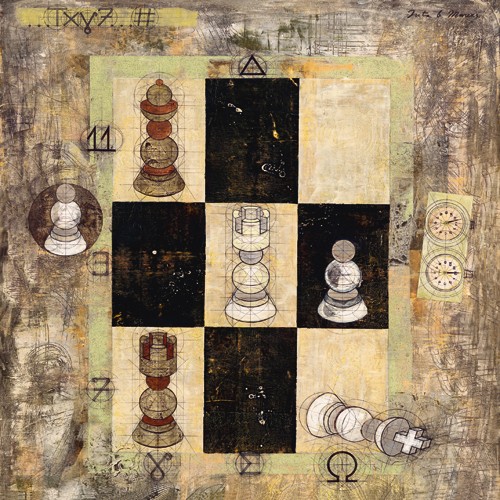 Juta & Mareks, Alpha & Omega (Abstrakt, Grafik, Schach, Spiel, Schachfiguren, Schachbrett, Schachmatt, Wunschgröße, Business, Büro, Wohnzimmer, modern, bunt)