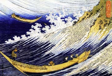 Katsushika Hokusai, Soshu Choshi (Wunschgröße, Asiatische Kunst, Japan, Klassiker, Holzschnitt, farbiger Holzschnitt, Meer, Berg, Fujiyama, blau / weiß / rot)