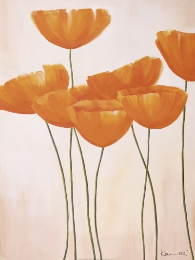 Kaminski Sonja, Orange Seven (Blumen, Blüten, Mohn, Floral, Wohnzimmer, Esszimmer, Malerei, orange)